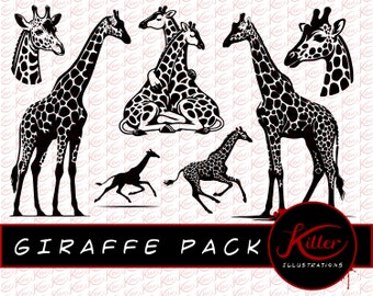 Giraffe Pack | 7 Designs | Vector | ANIMAL Clip Art | Africa | Cut File| Instant Digital Download | Svg | Png | Pdf | Jpg | Eps | Dxf |