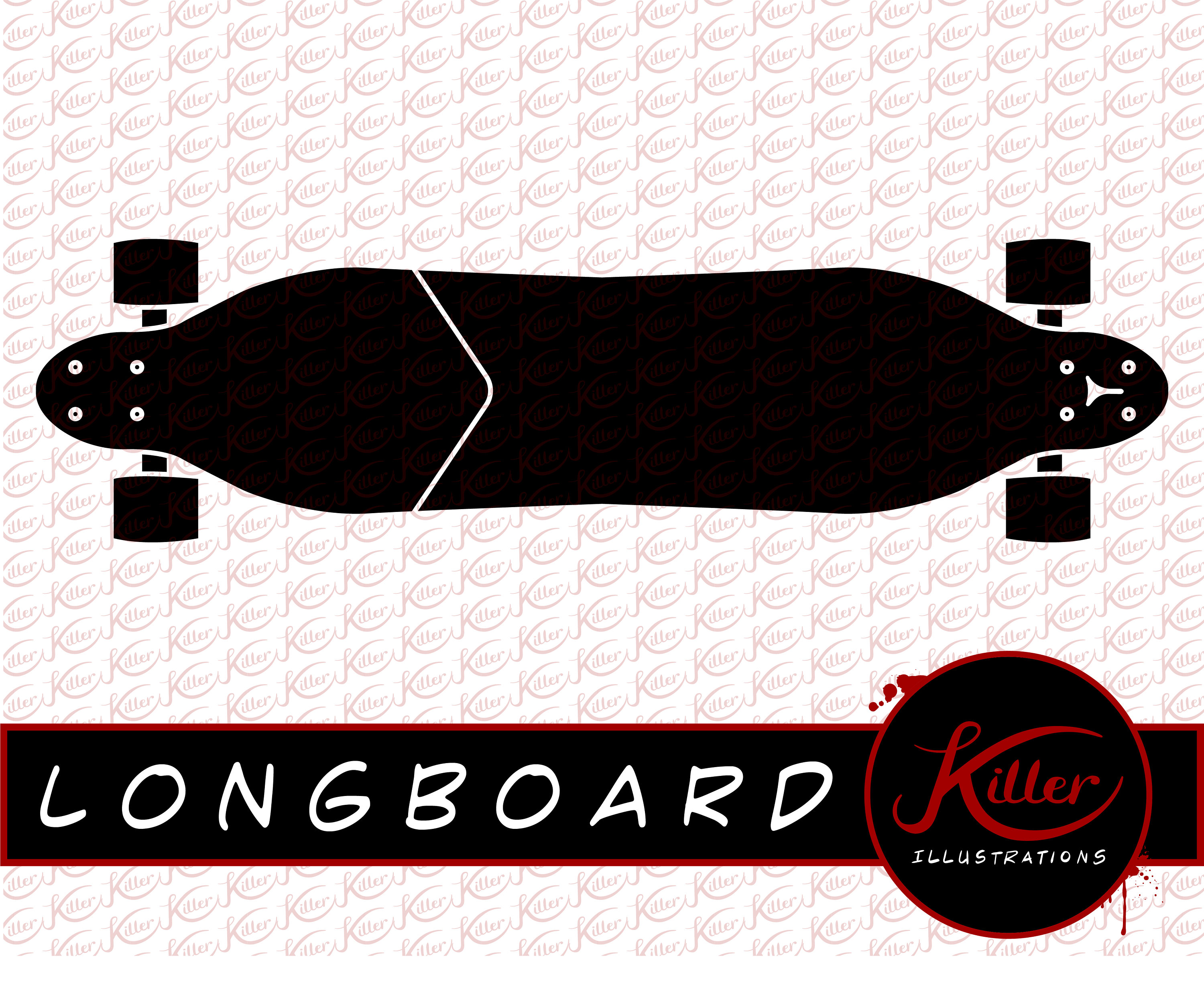 Longboard Vector Skateboard Clip Art Cut File Instant - Etsy