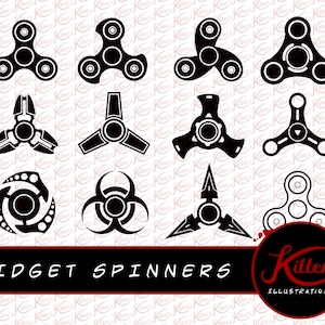 Fidget Spinner Vector 12 PACK | Clip Art | Cut File| Instant Digital Download | Svg | Png | Pdf | Jpg | Eps | Dxf |