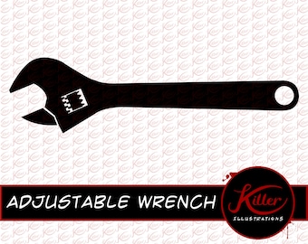 Adjustable Wrench Vector | Clip Art | Cut File| Instant Digital Download | Svg | Png | Pdf | Jpg | Eps | Dxf |