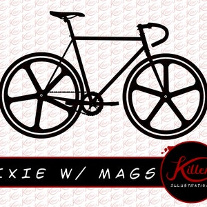 Fixie w/Mags Vector | Bicycle Clip Art | Cut File| Instant Digital Download | Svg | Png | Pdf | Jpg | Eps | Dxf |