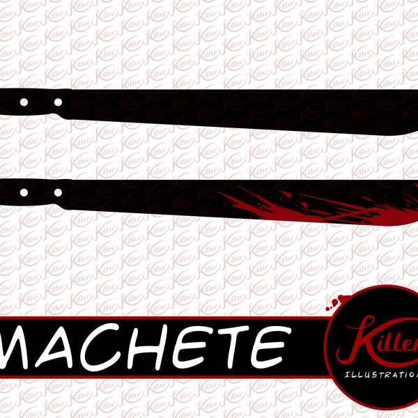 Machete Vector | Clip Art | Bloody Weapon | Cut File| Instant Digital Download | Svg | Png | Pdf | Jpg | Eps | Dxf |