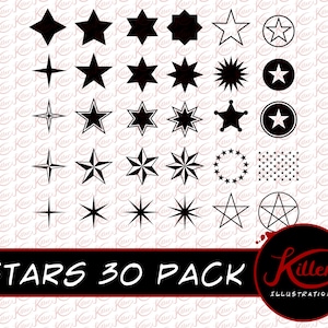 Stern-Vektor - 30 Pack | ClipArt | Schneiden Sie Datei | Sofortiger digitaler Download | SVG | PNG | PDF | JPG | EPS | DXF |