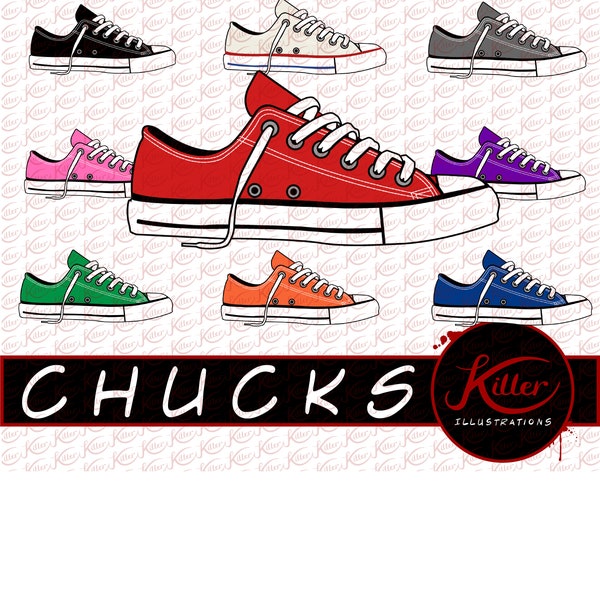 Chucks Vector 9 Pack | All-Star Clip Art | Shoes | Cut File| Instant Digital Download | Svg | Png | Pdf | Jpg | Eps | Dxf |