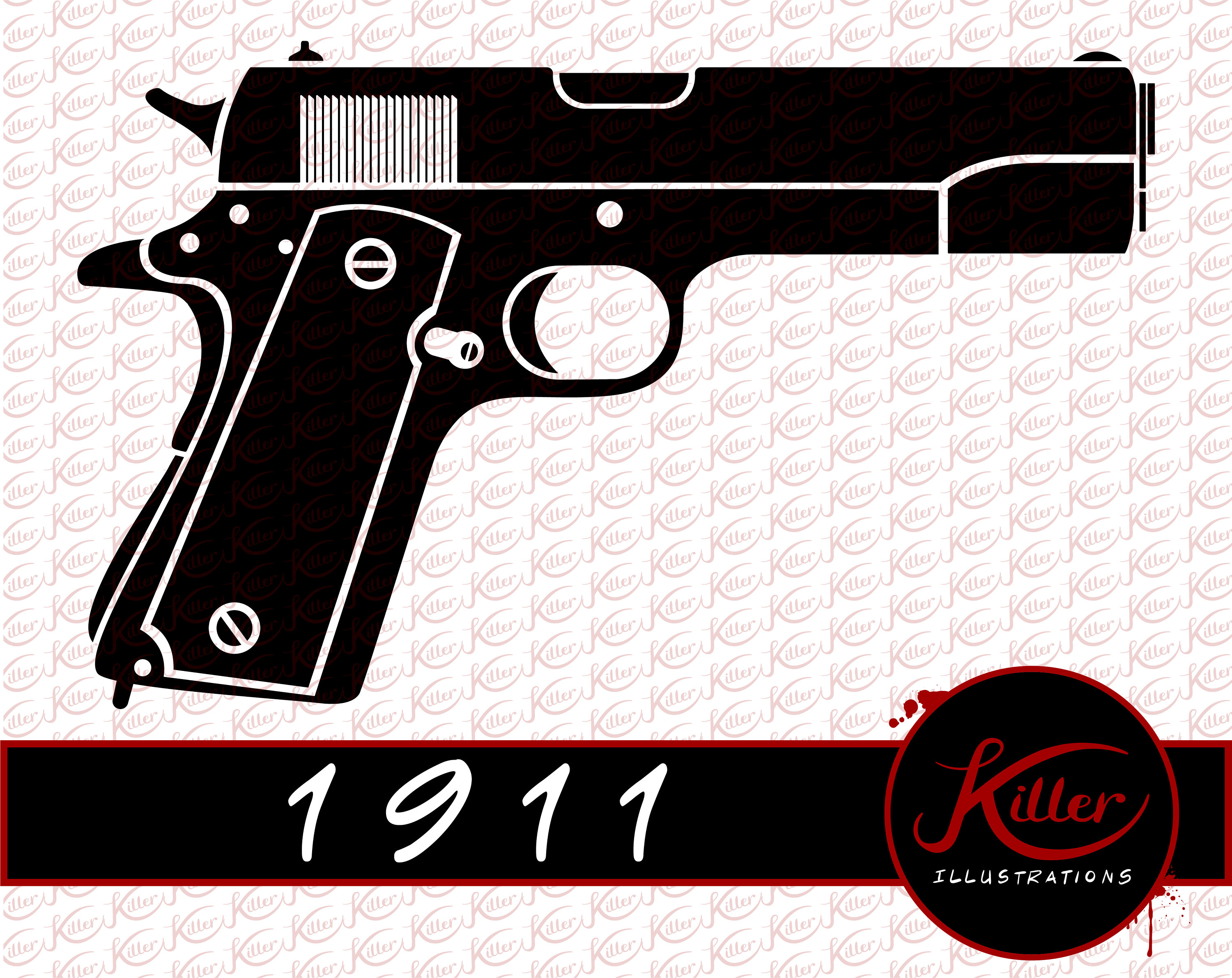 ArtStation - 1911 Gun engraving blank template vector, svg, dxf