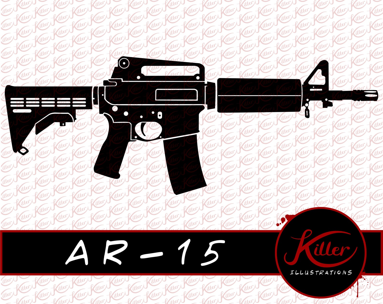 AR-15 Gun Vector Rifle Clip Art Firearm Cut File | Etsy