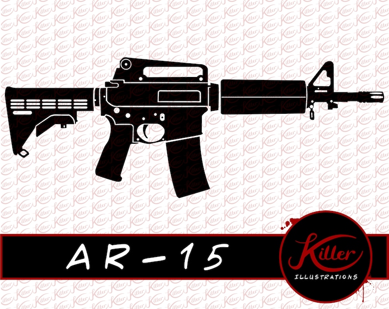 Download AR-15 Gun Vector Rifle Clip Art Firearm Cut File | Etsy