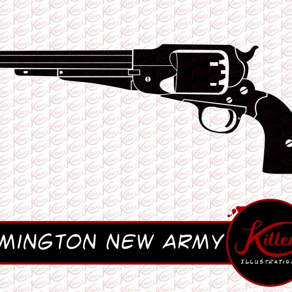 Remington New Army Gun Vector | Cowboy Gun Clip Art | Cut File| Instant Digital Download | Svg | Png | Pdf | Jpg | Eps | Dxf |