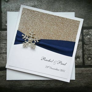 Winter Snowflake FOLDED Wedding Invitation SAMPLE image 2