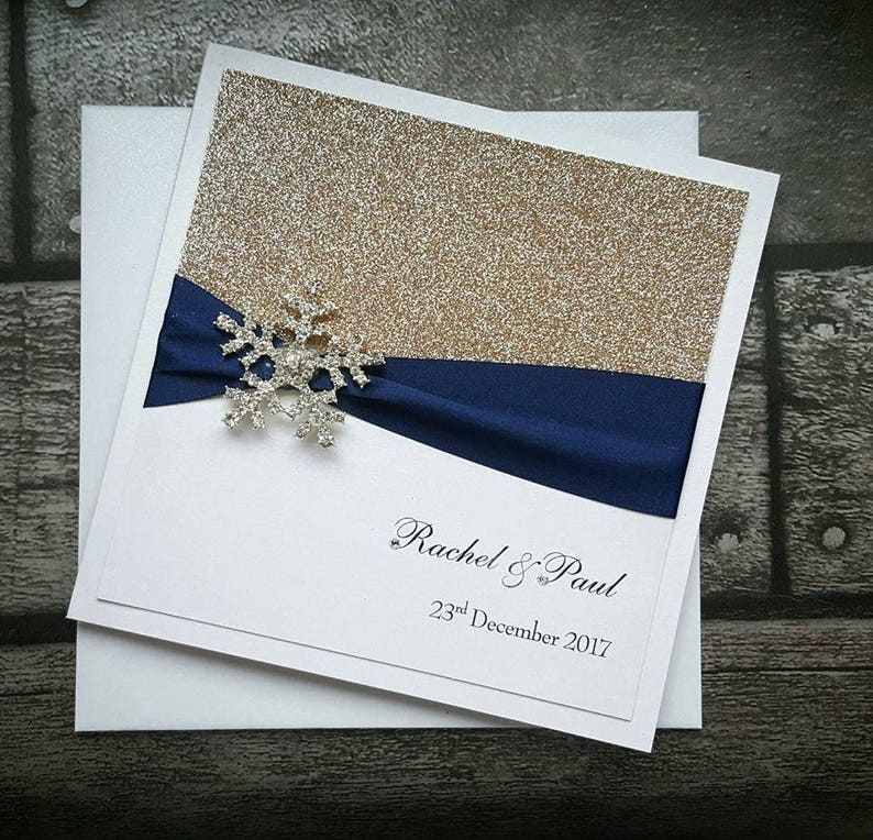 Winter Snowflake FOLDED Wedding Invitation SAMPLE image 2