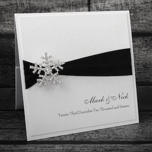 Winter Snowflake FOLDED Wedding Invitation SAMPLE image 1