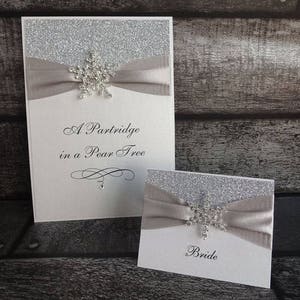 Winter Snowflake FOLDED Wedding Invitation SAMPLE image 7