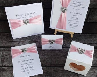 Diamante Heart | Pocketfold Wedding Invitation SAMPLE