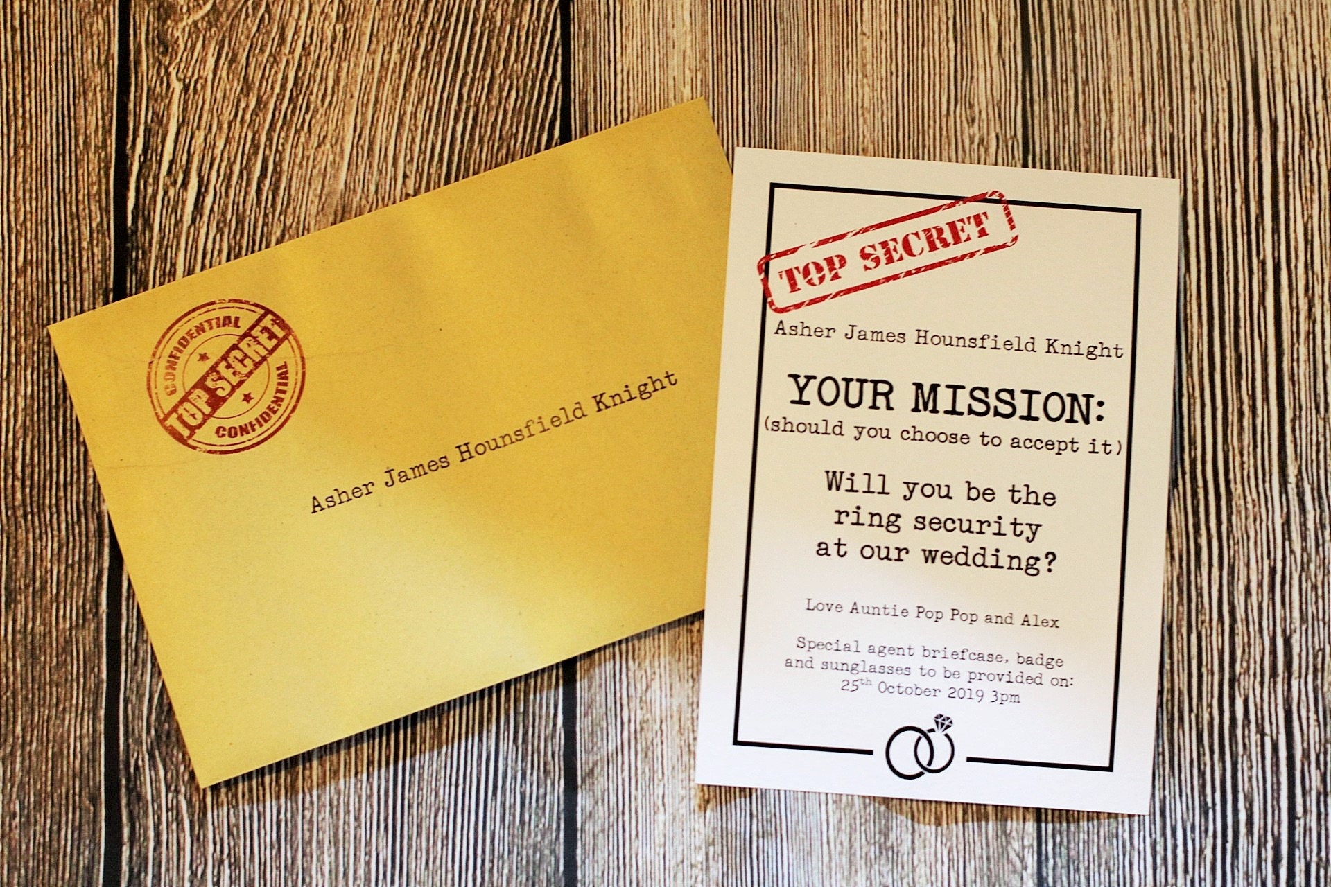 Personalised Ring Security Mission Page Boy Usher Proposal Etsy