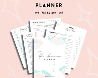 Planificateur de vie et d'affaires | Agenda quotidien | Agenda hebdomadaire | Agenda mensuel | 2024 | Agenda imprimable | Productivité | Lettre US