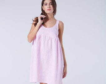 Robe de changement en lin, robe à dos ouvert pour femmes, vêtements en lin grande taille, vêtements de loisirs en lin, chemise de nuit en lin, vêtements de nuit en lin, robe de lin ample