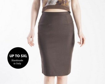 Brown Midi Skirt, Women Pencil Skirt, Plus Size Clothing, Wool Formal Skirt, Elegant Skirt, Knee Length Skirt, Secretary Outfit, Summer