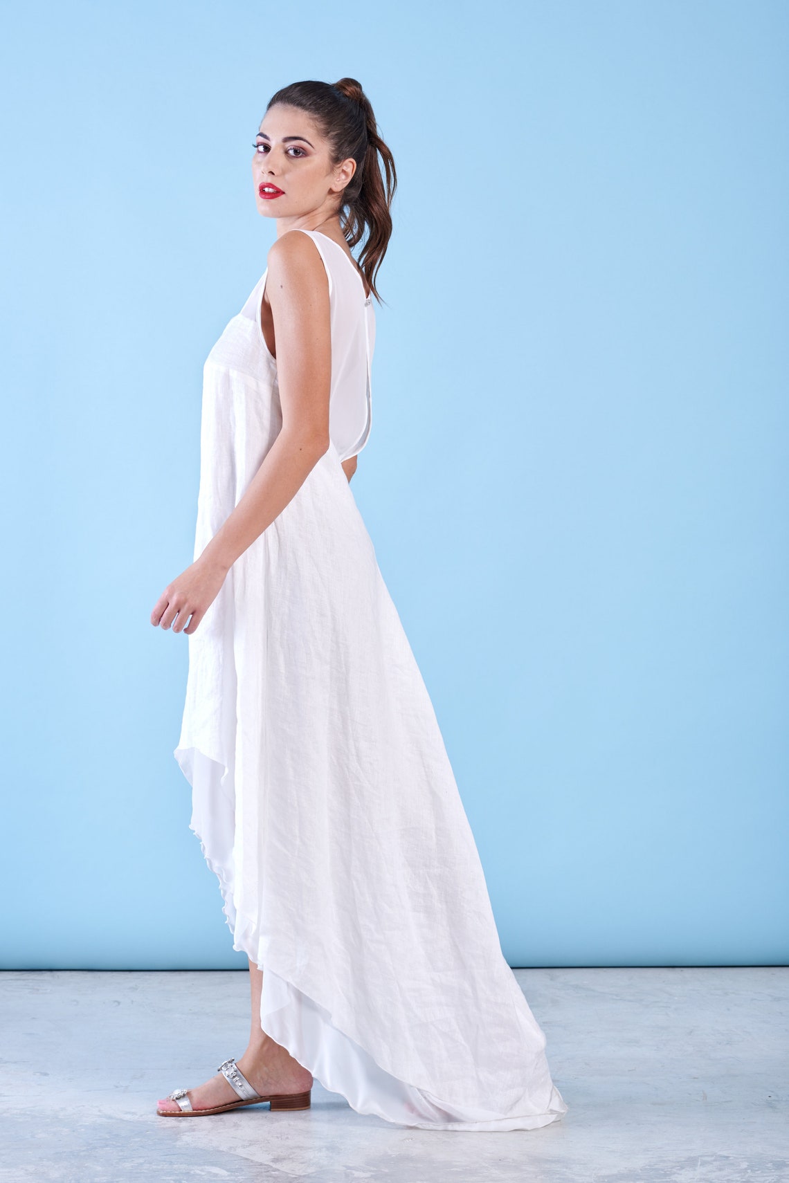 White Linen Dress Simple Wedding Dress Beach Linen Dress | Etsy