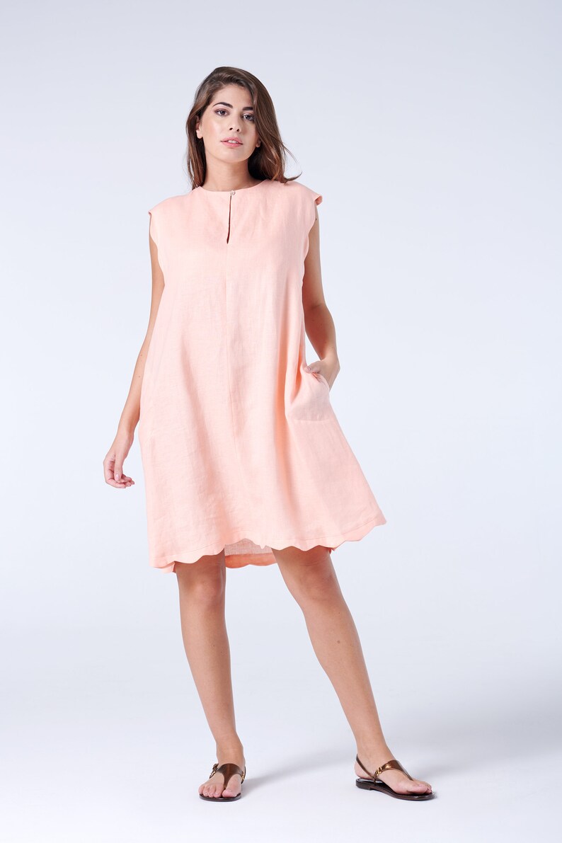 Pastel Linen Dress Women House Dress Loose Linen Dress Etsy