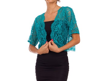 Turquoise Bolero Jacket Lace Cardigan 