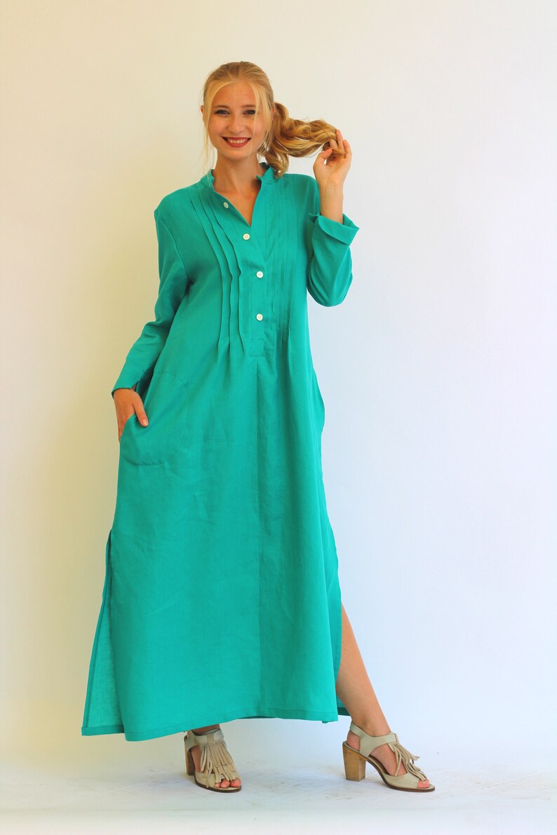 Linen Dress for Women Maxi Kaftan Dress Plus Size Linen Etsy