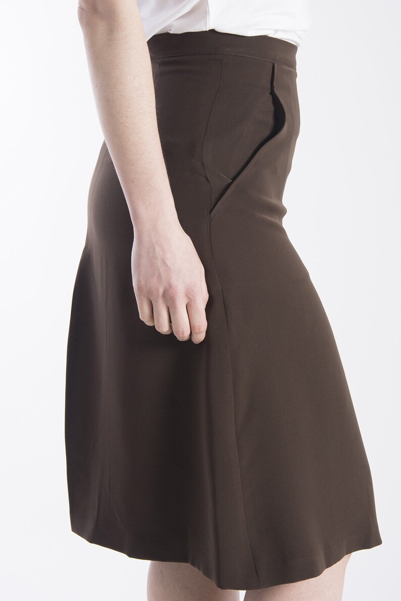 Wrap Brown Skirt Wool Skirt With Pockets High Waisted Skirt Etsy