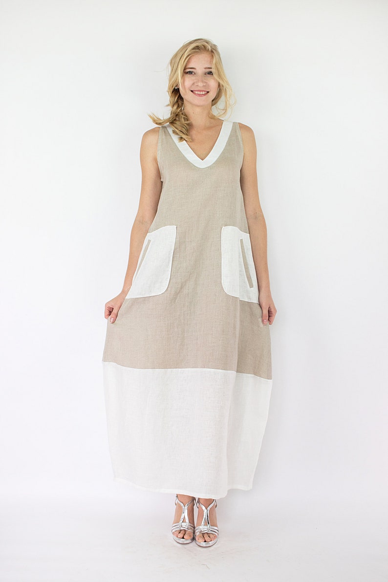 Loose Linen Dress Linen Maxi Dress Balloon Dress Plus Size | Etsy