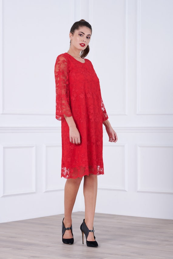 Rode kanten jurk new arrivals