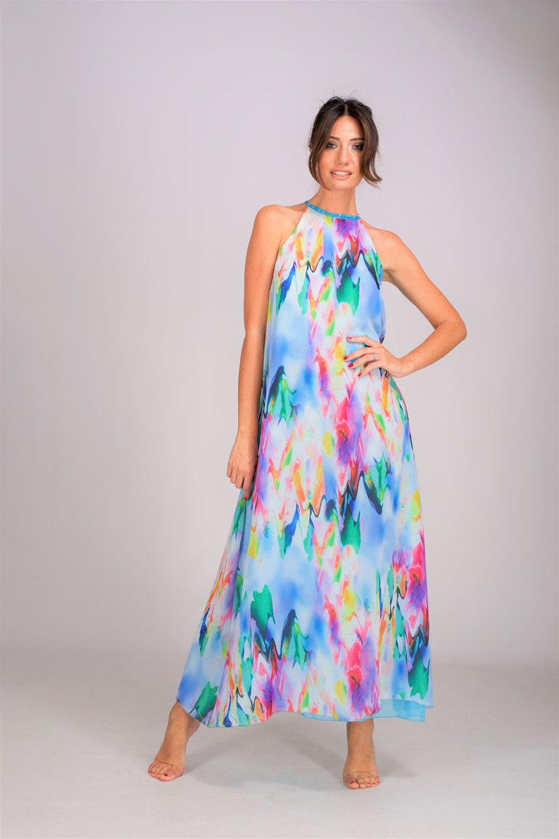 Tropical Wedding Guest Dress Halter Dress Sleeveless Dress | Etsy Tropical Wedding Guest Dress Halter Dress Sleeveless Dress | Etsy