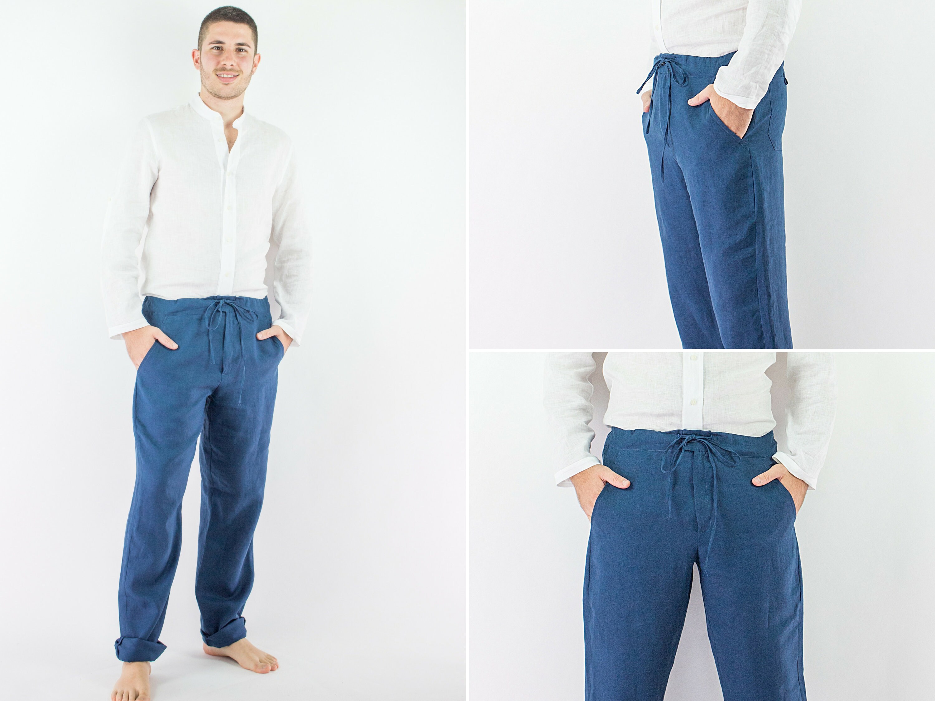 Italian Linen Pants Men Pants Yoga 