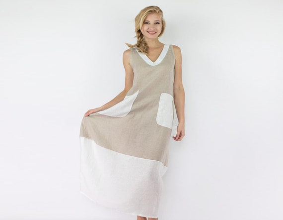 Robe Made In Italy Kaftan en lin beige V??tements Taille - Etsy France