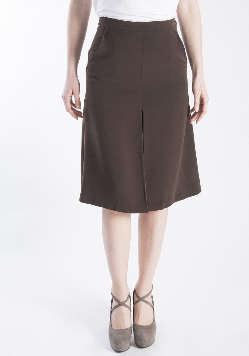 Wrap Brown Skirt Wool Skirt With Pockets High Waisted Skirt Etsy