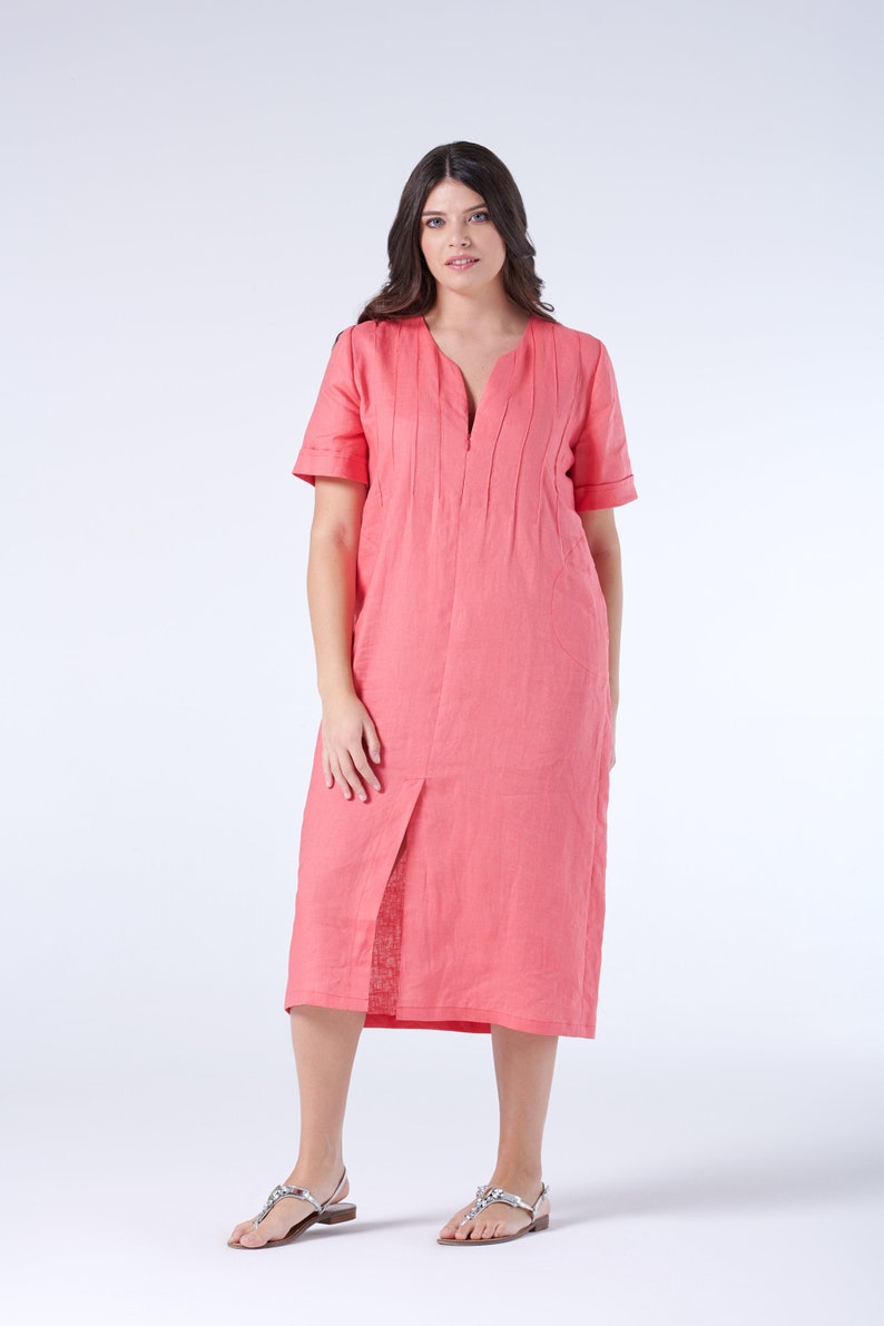 Plus Size Linen Dress Linen Lounge Dress Maxi Tunic Dress Etsy