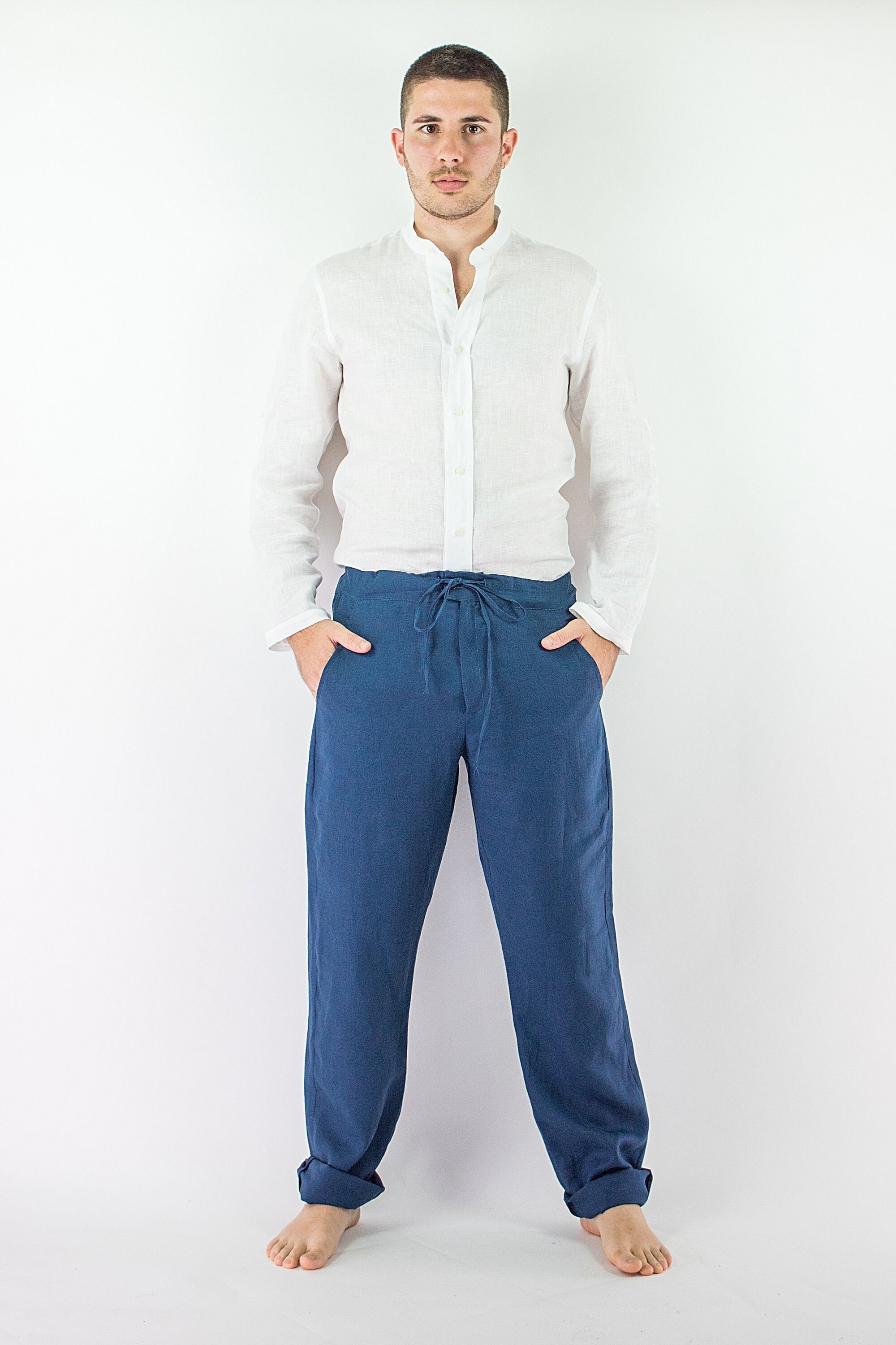Yoga Linen Pants Men Linen Trousers 