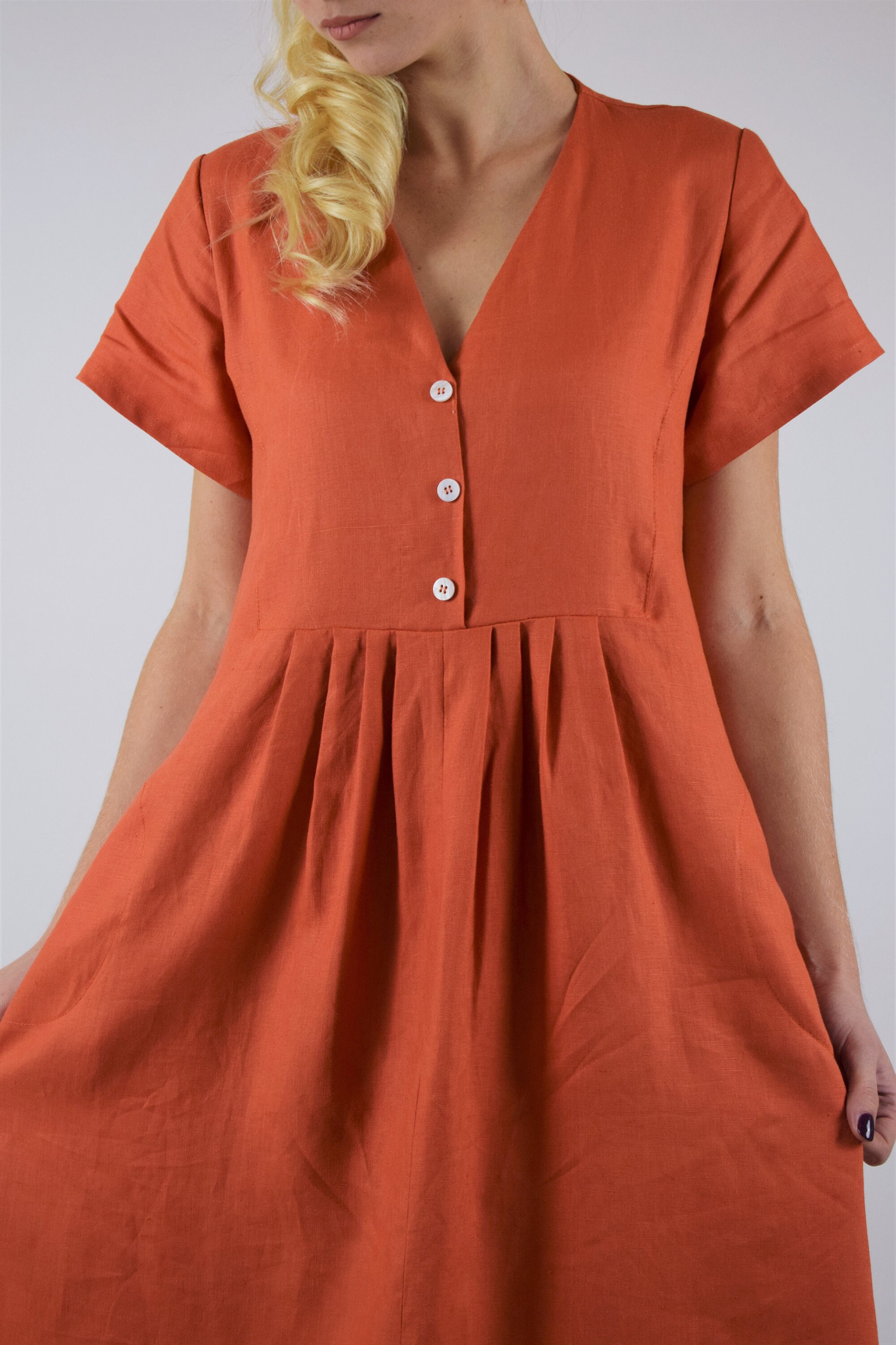 Burnt Orange Peasant Dress Women Lounge Dress Plus Size Etsy