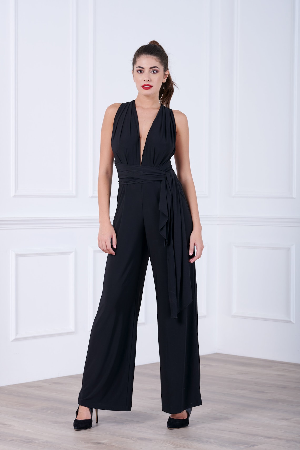 Black Wedding Guest Jumpsuit Formal Jumpsuit for Women Black Etsy UK