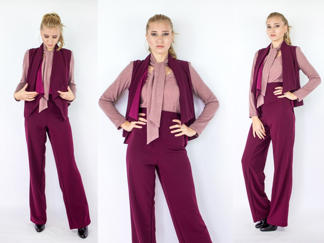 Women Pants Suit High Waisted Pants Pants and Vest Elegant Etsy