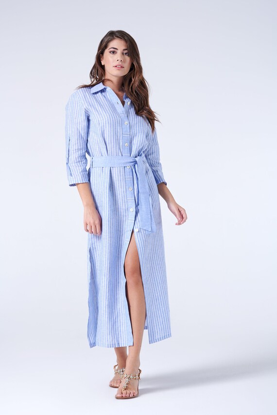 maxi linen dress with sleeves