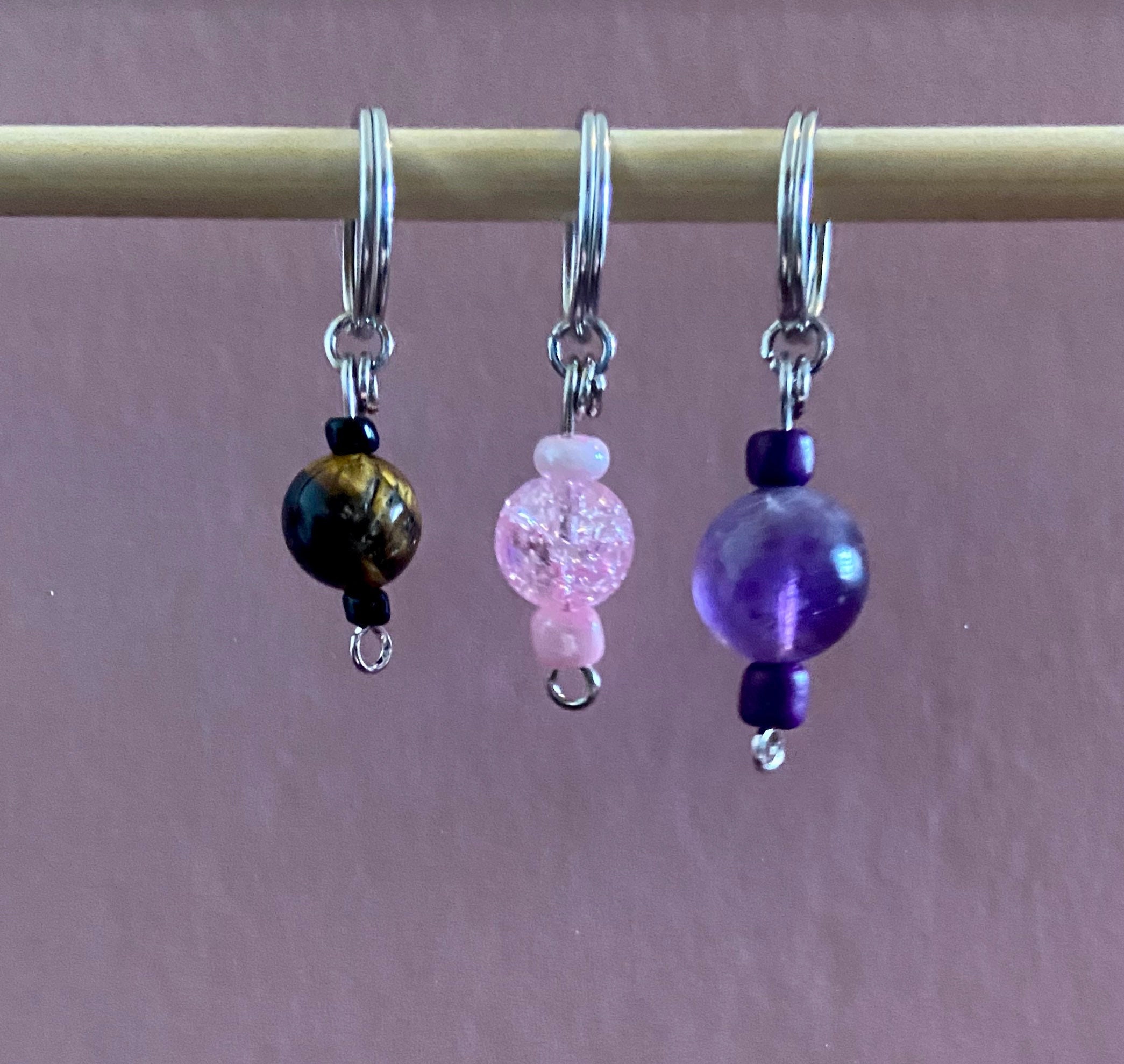 knitting 6+1 crystal beads and  cloisonne flower Stitch marker stone 
