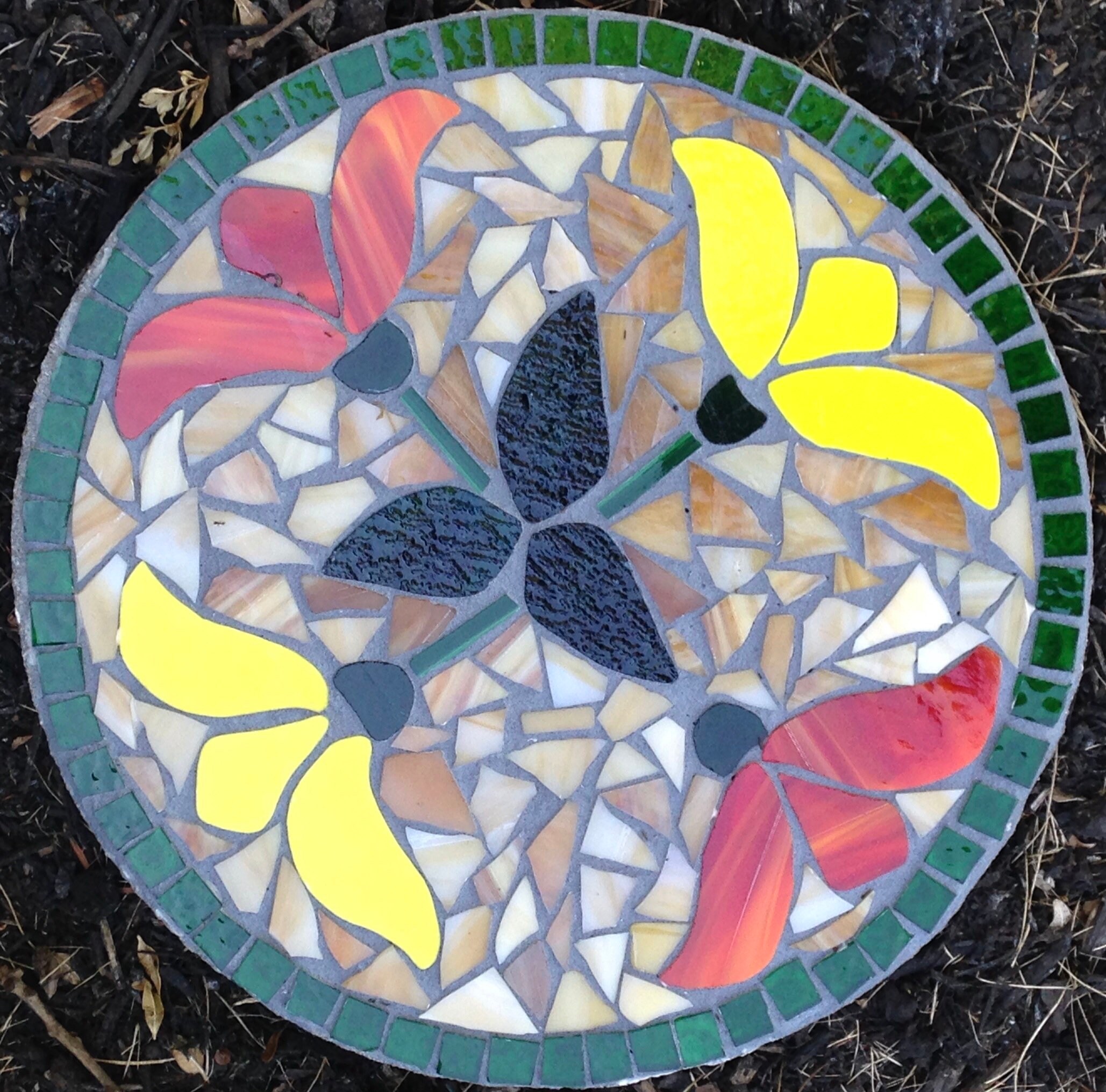 Flowers Mosaic Stepping Stone Etsy