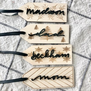 stocking tags stocking laser tag fair isle stocking tags custom modern stocking tag wooden stocking tag custom Christmas tag
