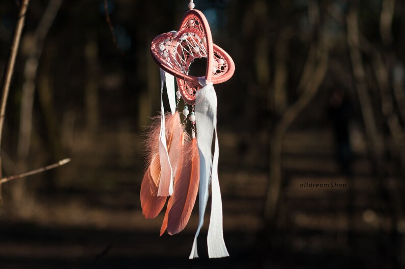 3D dream catcher boho ceiling dreamcatcher hanging decoration baby nursery dream catcher double dream catcher pink salmon dream catcher