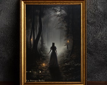 Antique Style Woman Sprit in the woods - Oil painting Style Poster - Wall Art - Digital Download