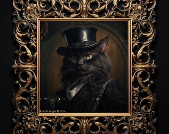 Black Cat- Sophisticated Young Man Cat -   Witches Cat poster - Style Poster - Wall Art - Digital Download