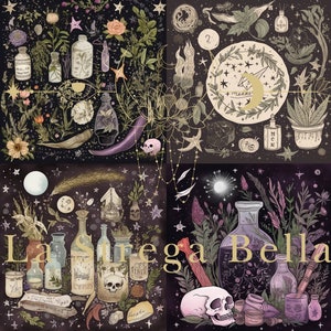 FOUR Witchy Prints - instant digital download