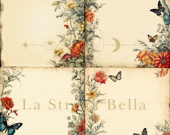Writing Paper - Stationary Prints - Journal Digital Prints - 8 beautiful elegant diary prints - Butterfly stationary