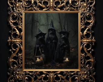 Cat Witches Coven - Black Cats - Witches Cat poster - Style Poster - Wall Art - Digital Download