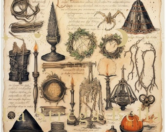 Scrapbooking Prints - Collection of Witch Herbs & Botanicals - Book of Shadows - Digital Download