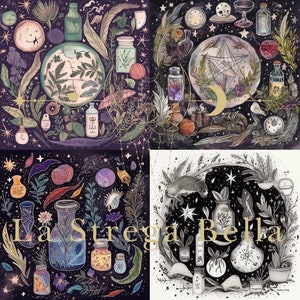 FOUR Witchy Prints - instant digital download