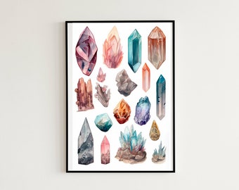 Hand Drawn and Painted Crystal Poster